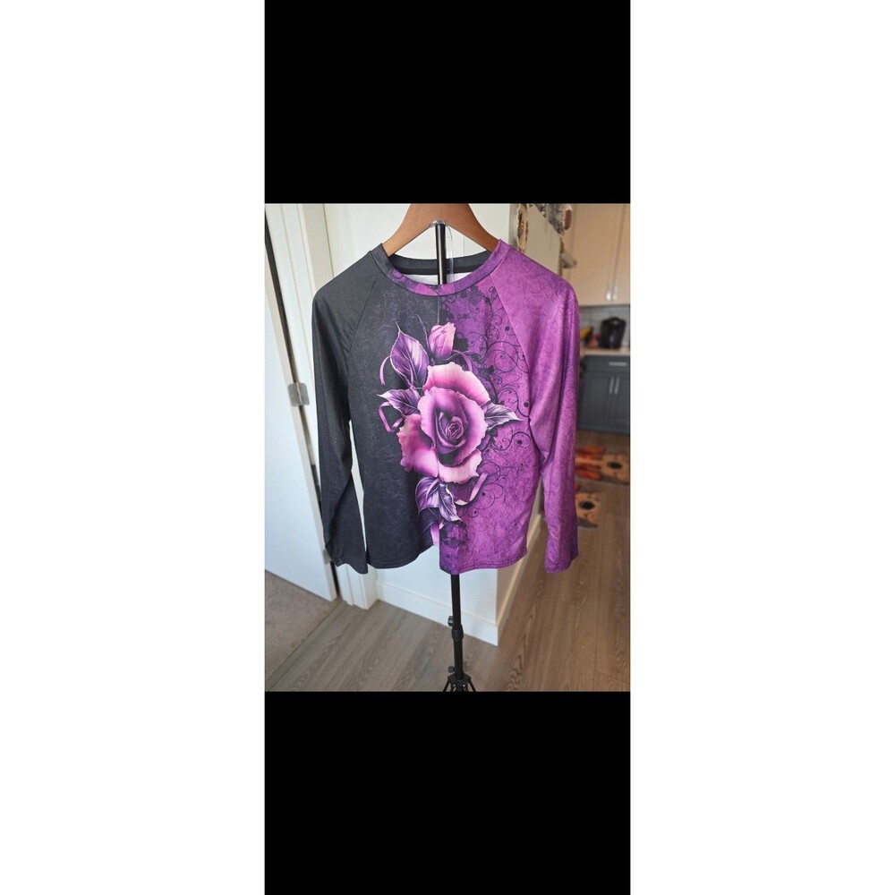 Forever-21 Women's Black and Purple T-shirt